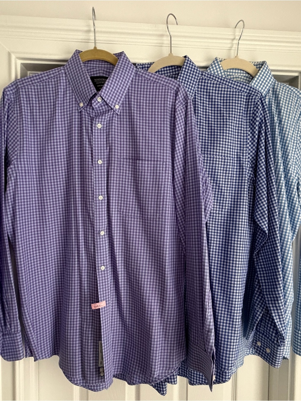3 Nordstrom Trim Fit Non-Iron Gingham Button Down Dress Shirts 15.5 34/35